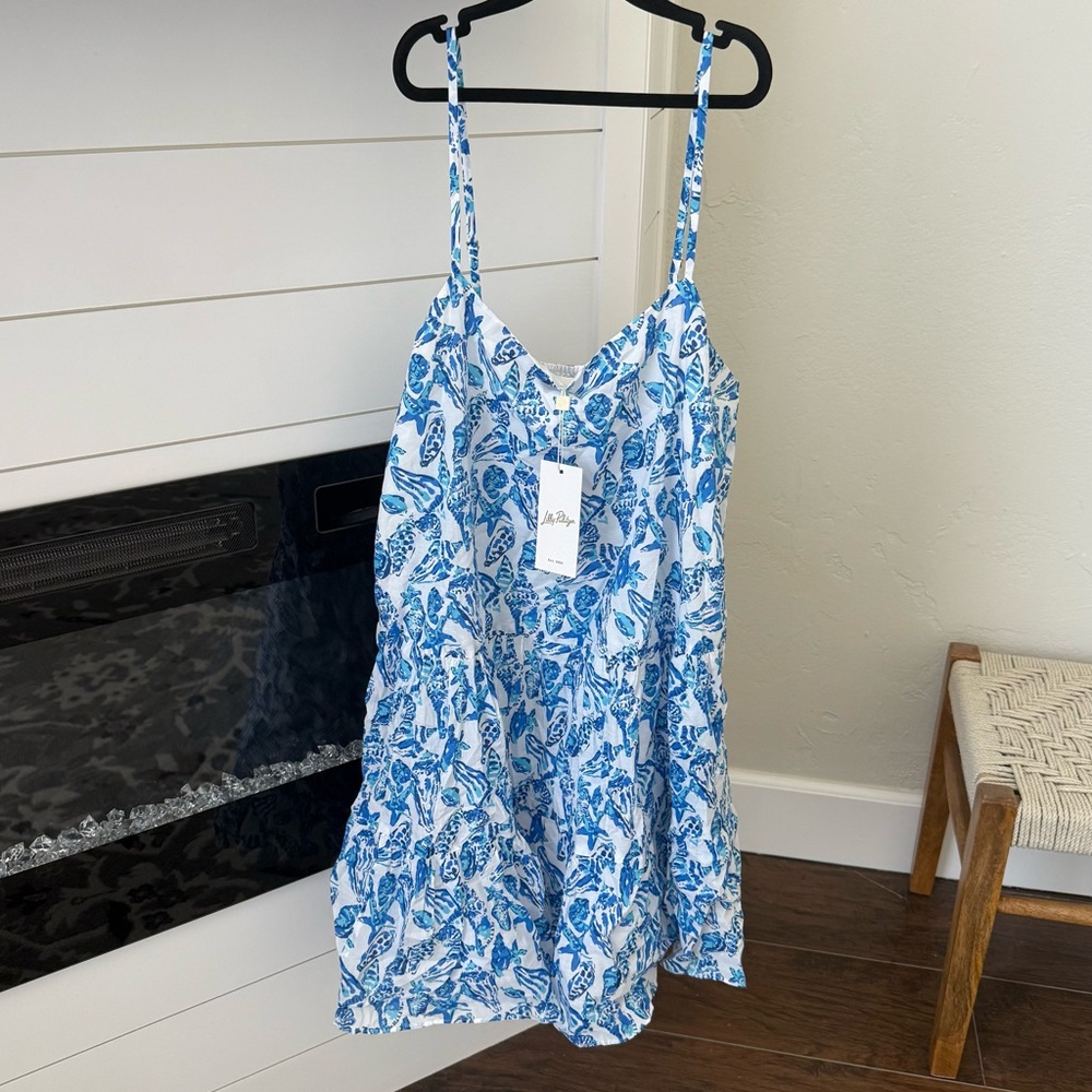 Lilly Pulitzer Blue and White Printed Mini Dress NWT